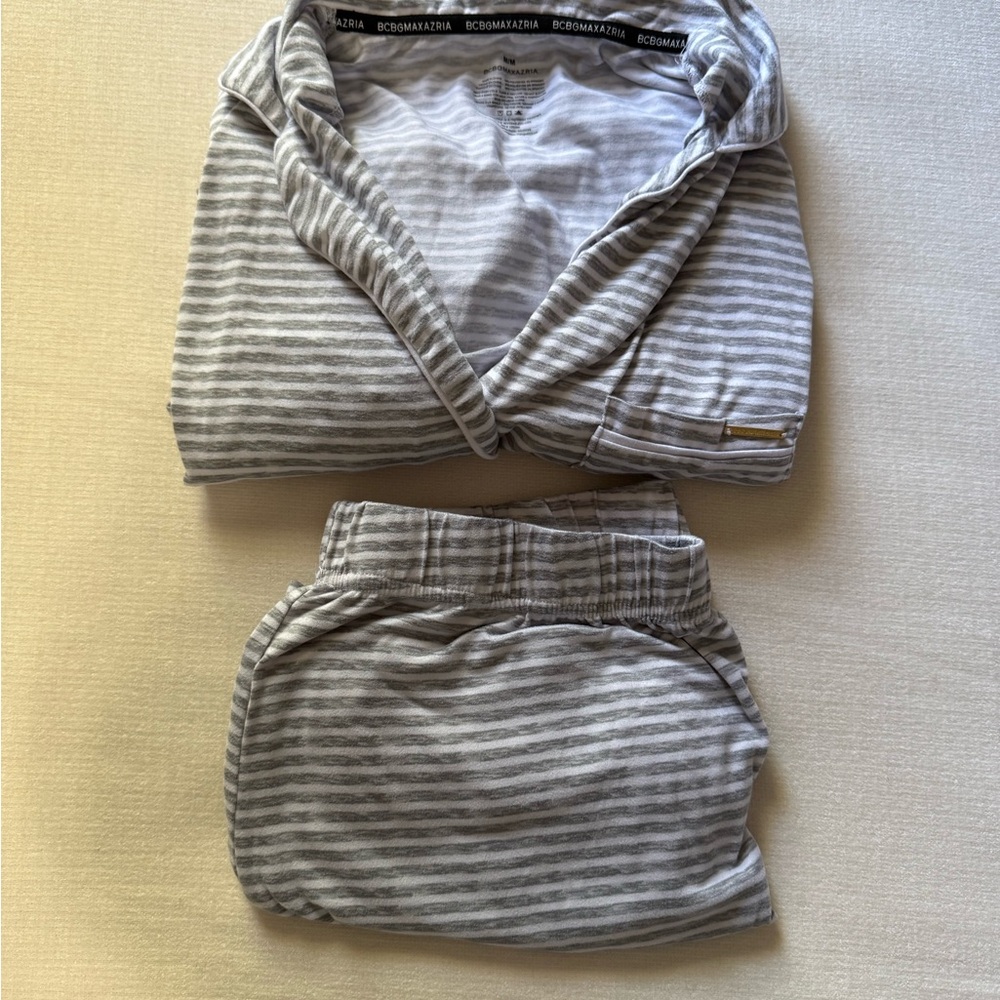BCBGMaxAzria Gray Striped Pajama Set